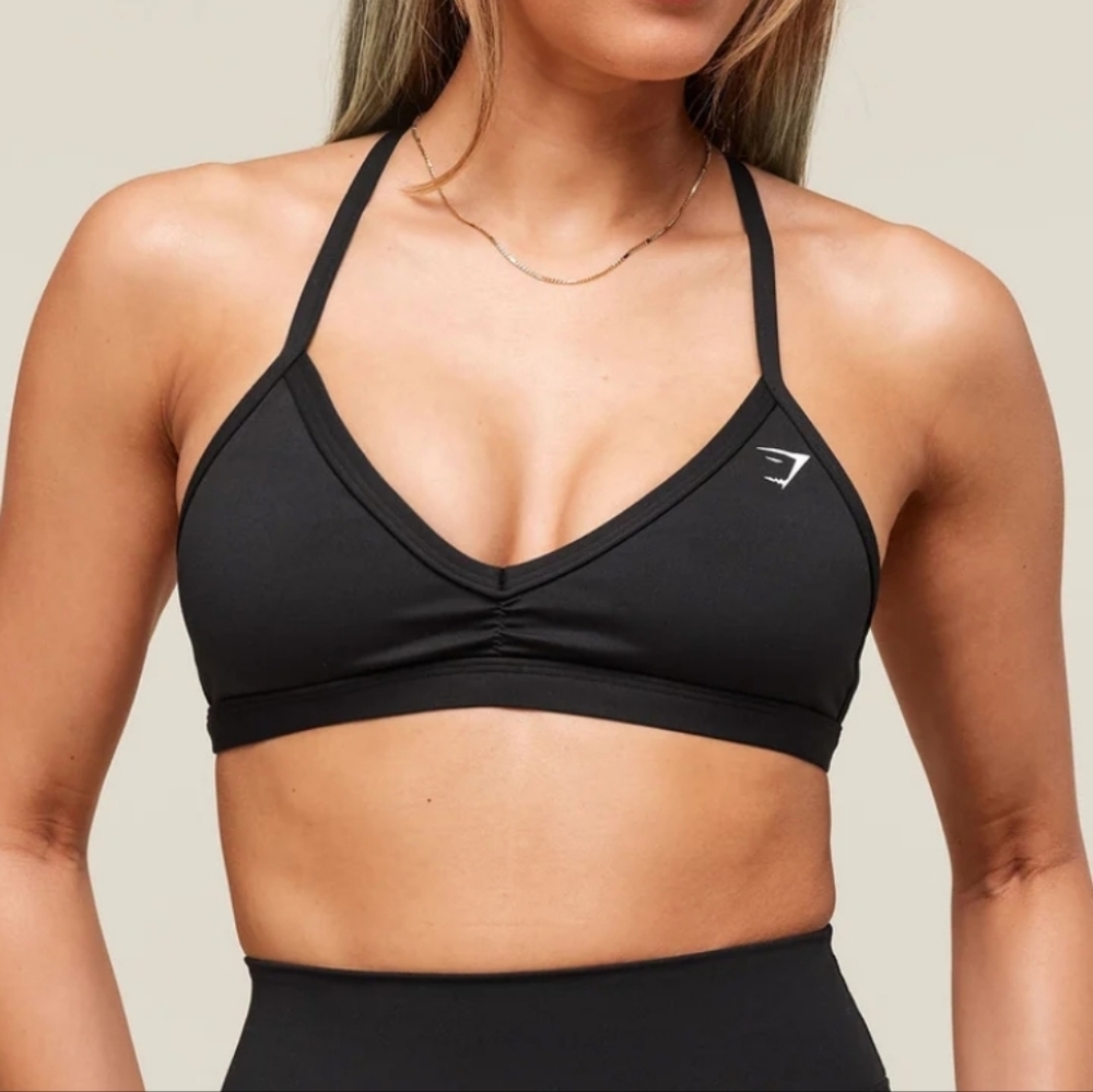 Gymshark Black Sports Bra Minimalist Strappy Activewear Athleisure L